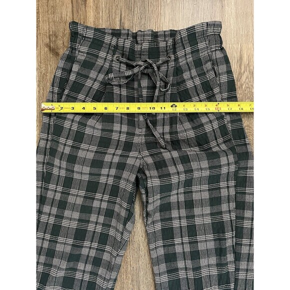 Free People Potato Sack High Rise Loose Fit Green Plaid Pant Size 0 - Picture 6 of 8